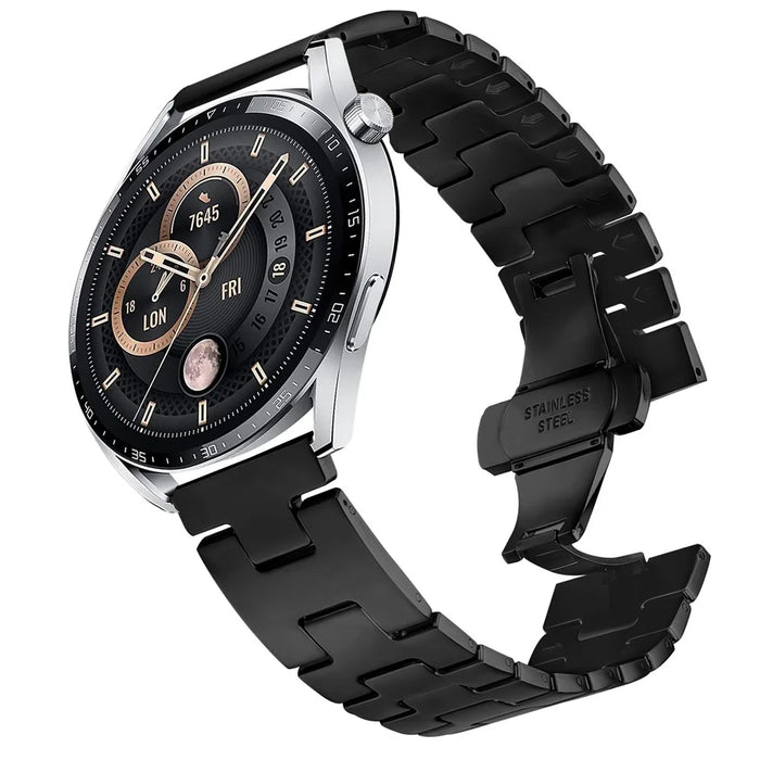 For Huami Amazfit GTR 4 46mm Replacement Strap H Type Metal Watch Band - Black - 2