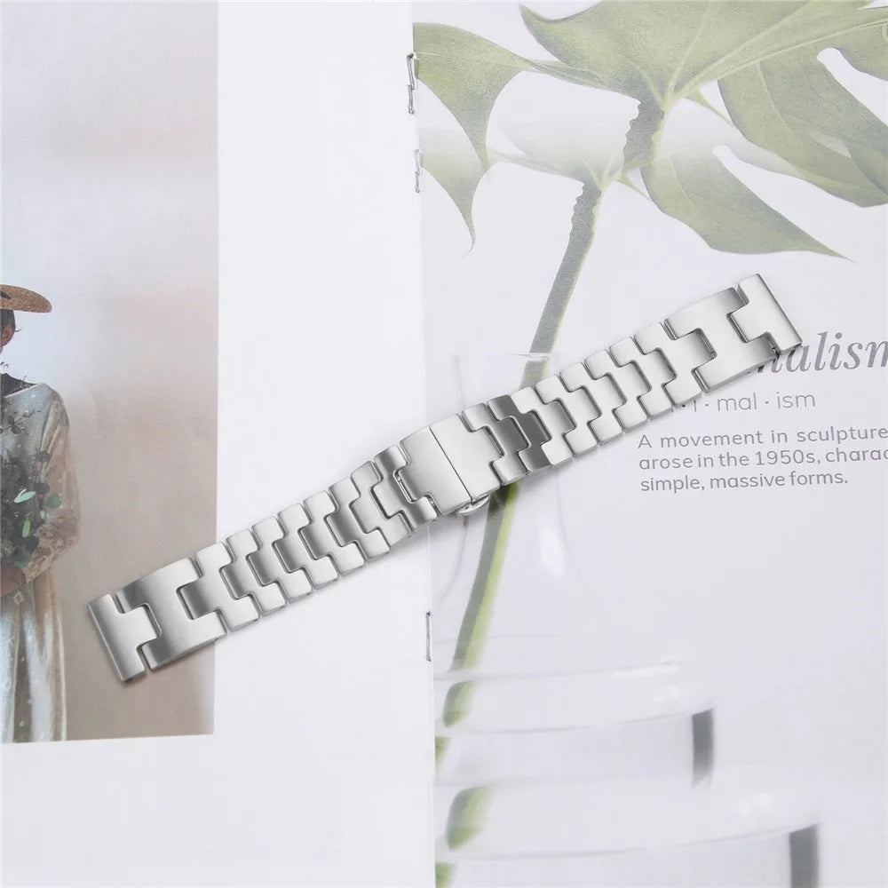 For Xiaomi Watch S1 / S1 Active Replacement Strap H-Type Butterfly Clasp Stainless Steel Watch Band Silver - 7
