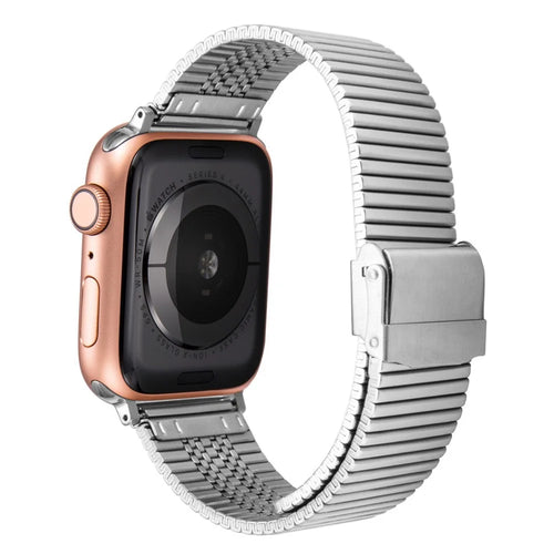 Buckle Design Stainless Steel Smart Watch Strap Replacement for Apple Watch Series 11 10 42mm / 9 8 7 41mm / SE3 SE2 SE 6 5 4 40mm / 3 2 1 38mm  - Silver - 1