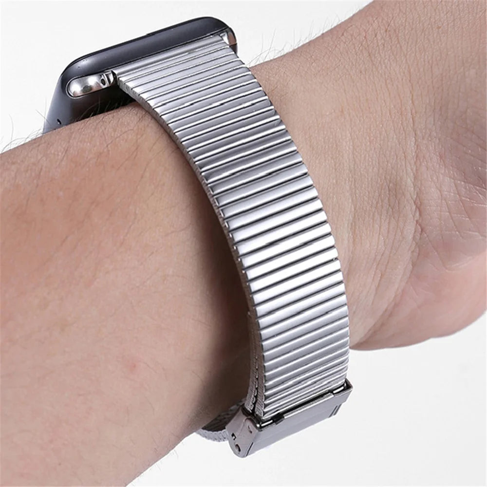 Buckle Design Stainless Steel Smart Watch Strap Replacement for Apple Watch Series 11 10 42mm / 9 8 7 41mm / SE3 SE2 SE 6 5 4 40mm / 3 2 1 38mm  - Silver - 3