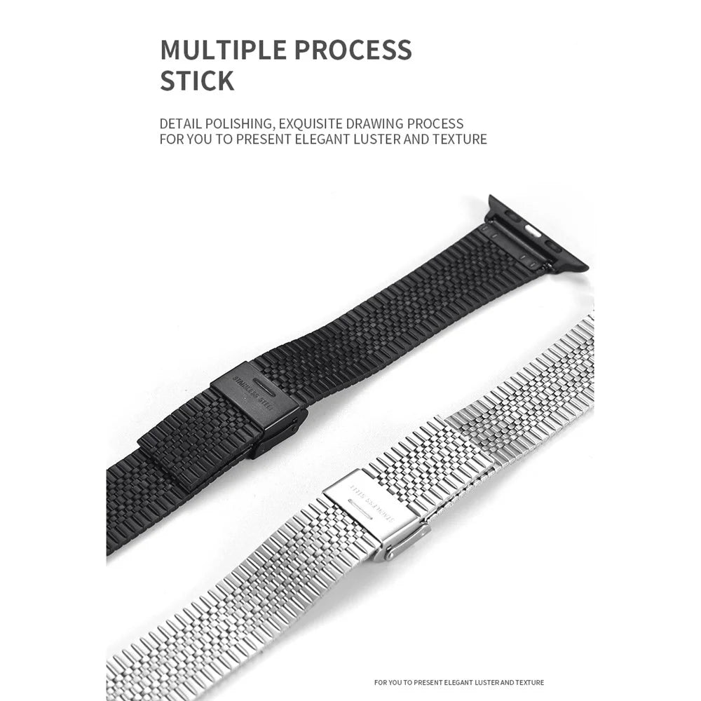 Buckle Design Stainless Steel Smart Watch Strap Replacement for Apple Watch Series 11 10 42mm / 9 8 7 41mm / SE3 SE2 SE 6 5 4 40mm / 3 2 1 38mm  - Silver - 5