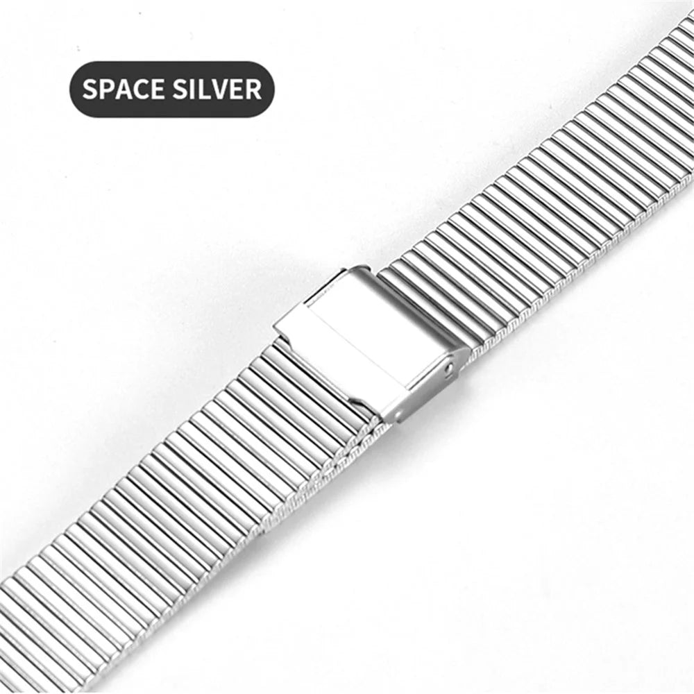 Buckle Design Stainless Steel Smart Watch Strap Replacement for Apple Watch Series 11 10 42mm / 9 8 7 41mm / SE3 SE2 SE 6 5 4 40mm / 3 2 1 38mm  - Silver - 6
