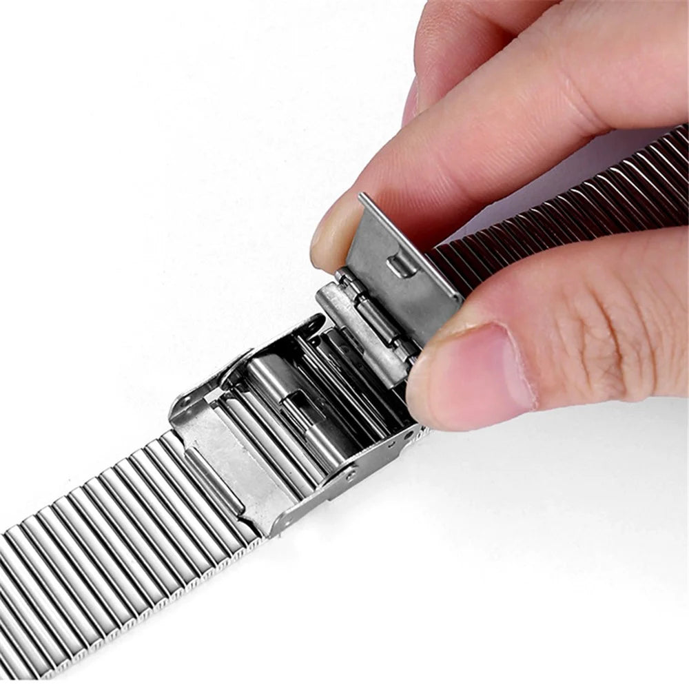 Buckle Design Stainless Steel Smart Watch Strap Replacement for Apple Watch Series 11 10 42mm / 9 8 7 41mm / SE3 SE2 SE 6 5 4 40mm / 3 2 1 38mm  - Silver - 7