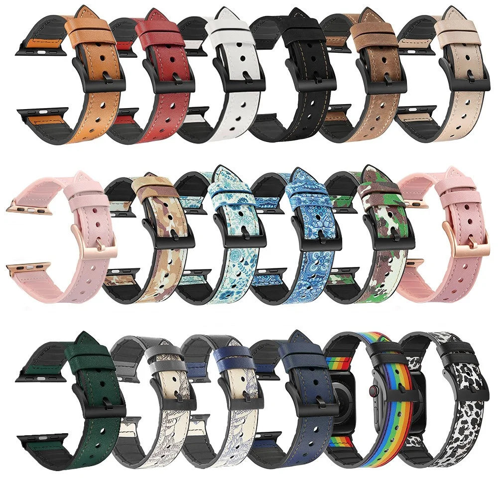 Silicone Leather Coated Watchband Wrist Strap Replacement for Apple Watch Series 11 10 42mm / 9 8 7 41mm / SE3 SE2 SE 6 5 4 40mm / 3 2 1 38mm - Brown - 4