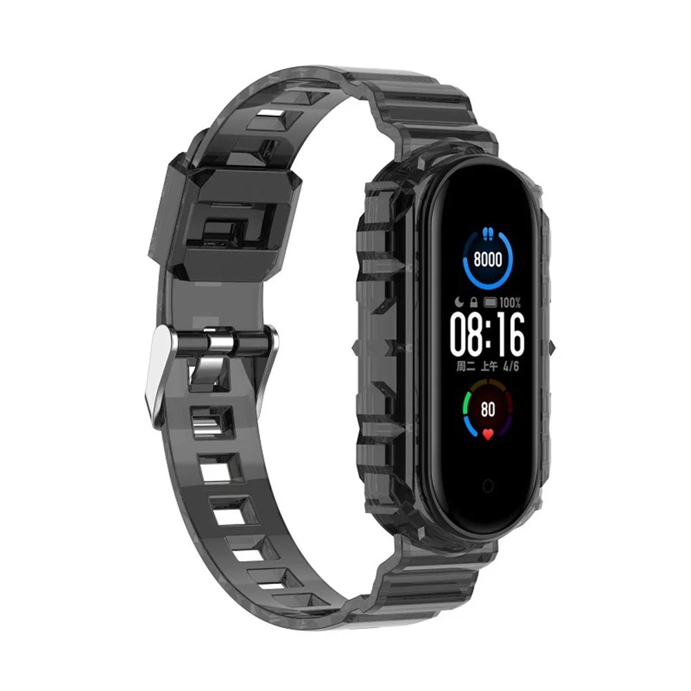 Solid Color TPU Smart Watch Band Replacement Wrist Strap for Xiaomi Mi Band 6 - Black - 2