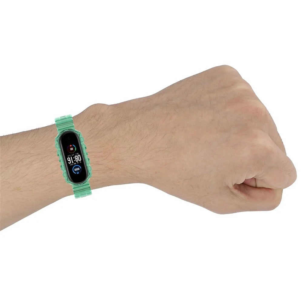 Solid Color TPU Smart Watch Band Replacement Wrist Strap for Xiaomi Mi Band 6 - Black - 5