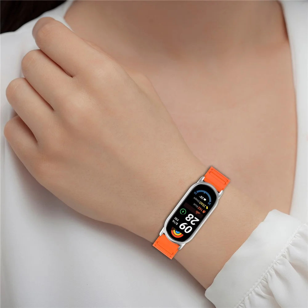 12mm Magnetic Watch Band Silicone Strap Compatible with 12mm Metal Frame / Connectors - Orange Black - 4