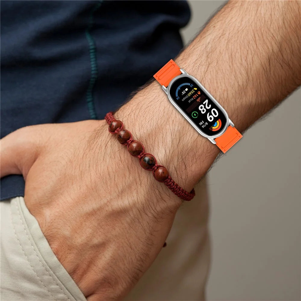 12mm Magnetic Watch Band Silicone Strap Compatible with 12mm Metal Frame / Connectors - Orange Black - 5