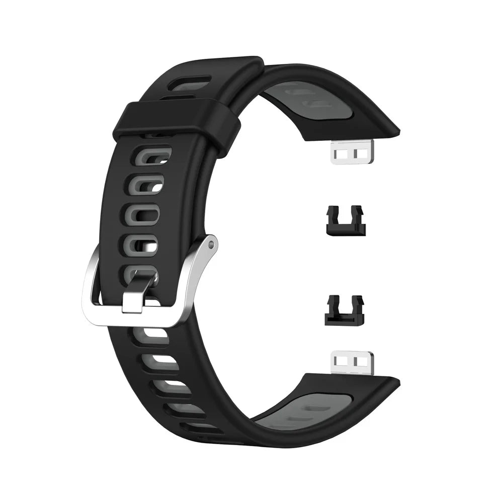 Soft Silicone Dual Color Watch Strap for Huawei Watch Fit - Black/Grey - 1