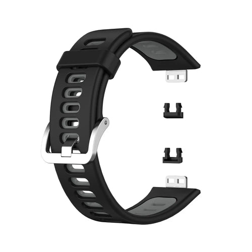Soft Silicone Dual Color Watch Strap for Huawei Watch Fit - Black/Grey - 1