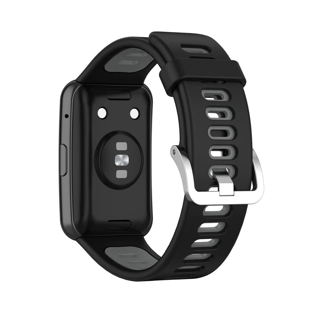 Soft Silicone Dual Color Watch Strap for Huawei Watch Fit - Black/Grey - 3
