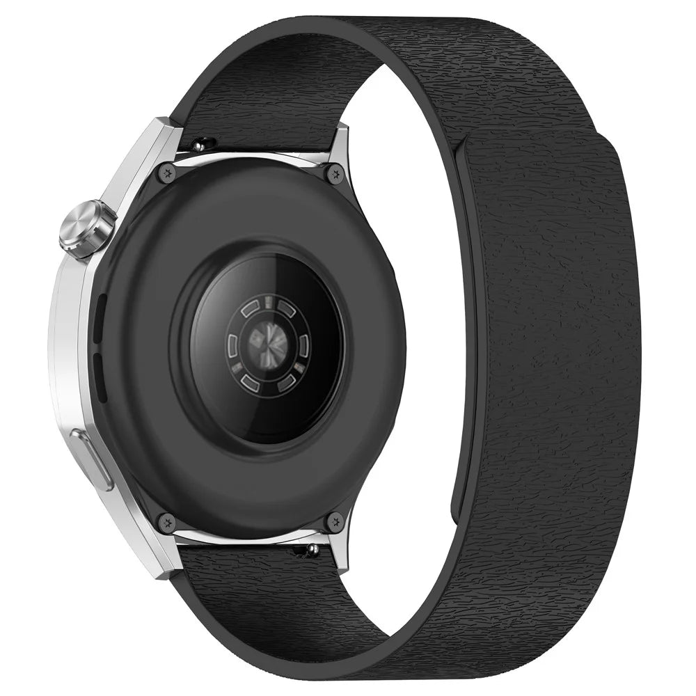 Watch Band for Huawei Watch GT 4 41mm / Garmin Venu 3S / Forerunner 265S Cloud Wood Grain Universal 18mm Silicone Magnetic Strap - Black - 1