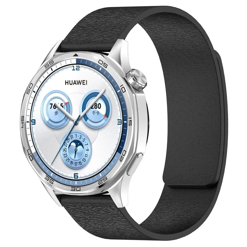 20mm Watch Band for Samsung Galaxy Watch7 44mm  /  40mm  /  Watch FE 40mm Cloud Wood Grain Silicone Magnetic Strap - Black - 4