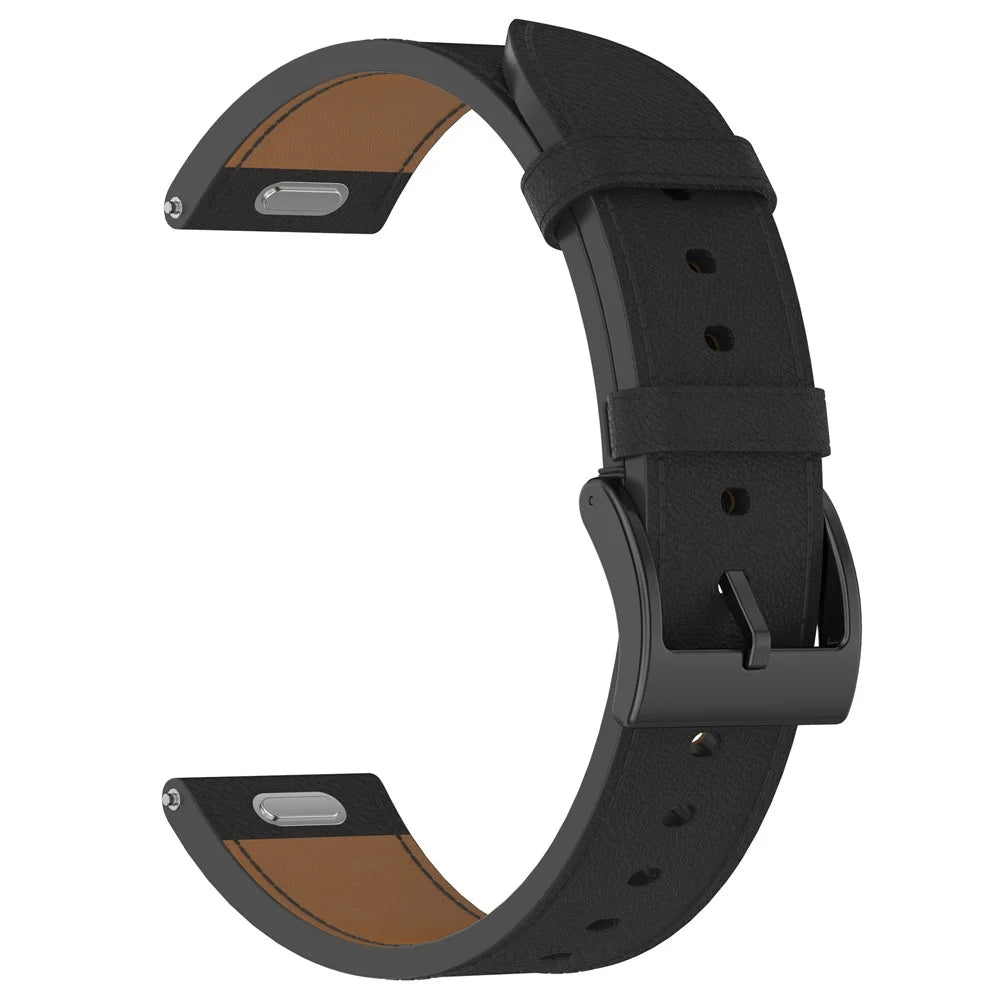 20mm Strap for Samsung Galaxy Watch 7 / 6 / 5 44mm 40mm Universal Genuine Cow Leather Watch Band with Press Button - Black - 2