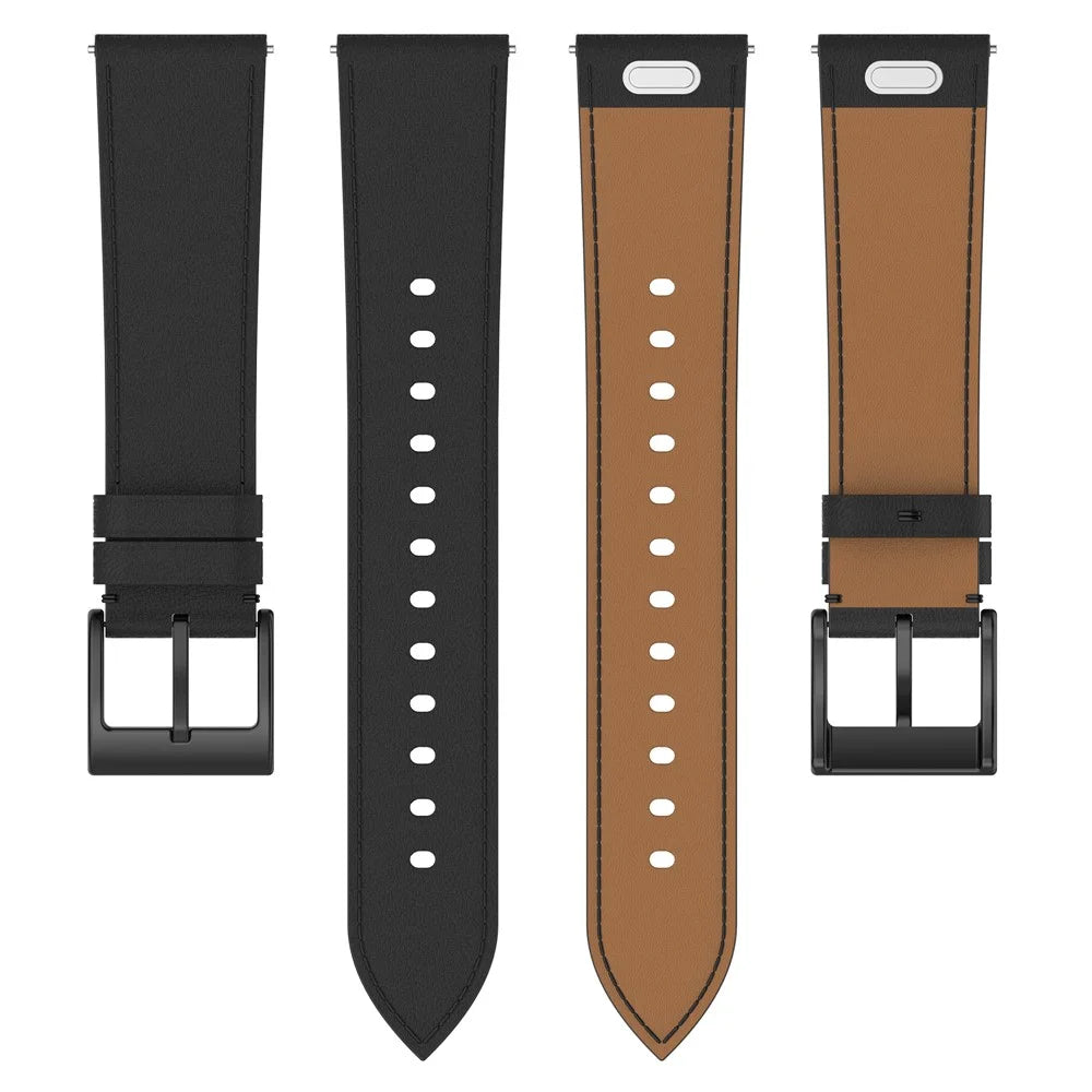 20mm Strap for Samsung Galaxy Watch 7 / 6 / 5 44mm 40mm Universal Genuine Cow Leather Watch Band with Press Button - Black - 5