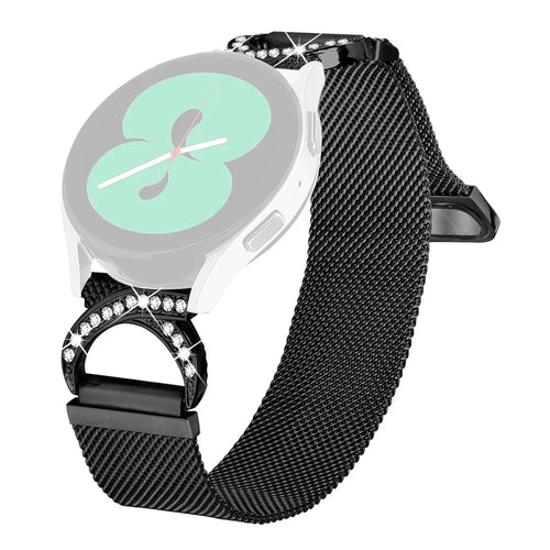 For Google Pixel Watch 4 41mm / Watch 3 41mm / Watch 2 / Watch Replacement Strap Milanese Metal Watch Band Rhinestone Decor - Black - 1