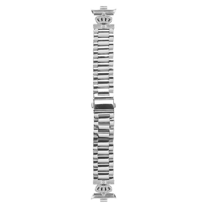 For Xiaomi Smart Band 10 Pro / 9 Pro / 8 Pro / Redmi Watch 6 / 5 / 4 Stainless Steel Strap Crown Shape Rhinestone Decor Silver Watch Band - 2