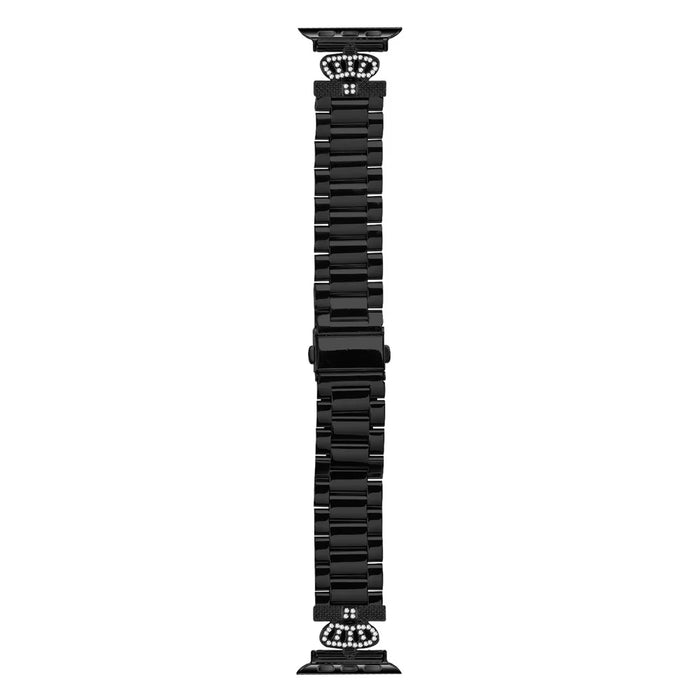 Stainless Steel Strap for Apple Watch Series 11 10 42mm / 9 8 7 41mm / SE3 SE2 SE 6 5 4 40mm / 3 2 1 38mm Crown Shape Watch Band - Black - 2