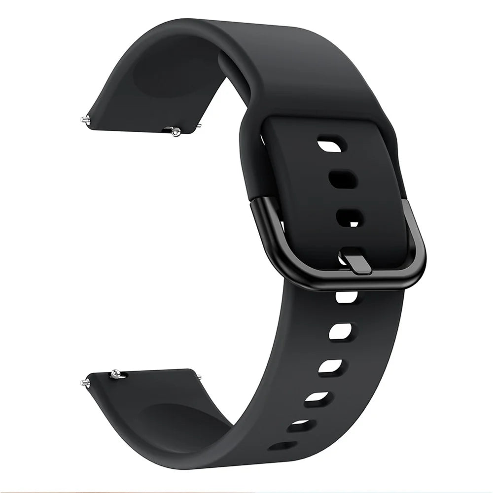 Silicone Solid Color Watch Strap for Garmin Vivoactive 4S, Vivomove 3S, Etc - Black - 1