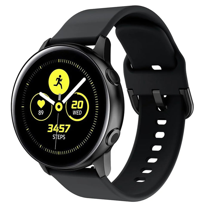 Silicone Solid Color Watch Strap for Garmin Vivoactive 4S, Vivomove 3S, Etc - Black - 2