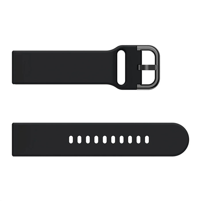 Silicone Solid Color Watch Strap for Garmin Vivoactive 4S, Vivomove 3S, Etc - Black - 4