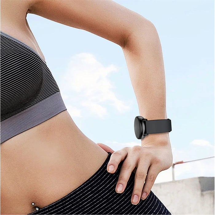 Silicone Solid Color Watch Strap for Garmin Vivoactive 4S, Vivomove 3S, Etc - Black - 5