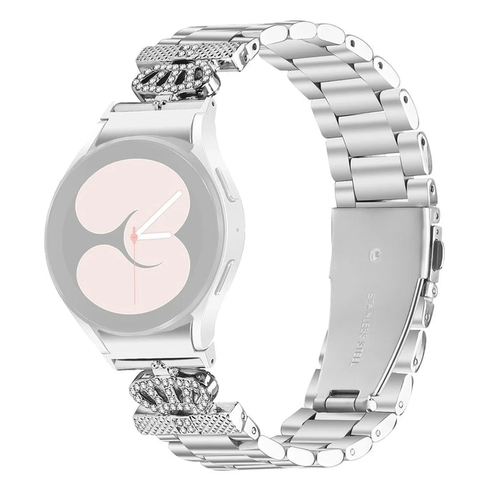 Replacement Strap with Connector for Samsung Galaxy Watch 5 Pro  /  5  /  5 Active  /  4  /  4 Classic  /  4 Active Crown Shape Silver Watch Band - 1