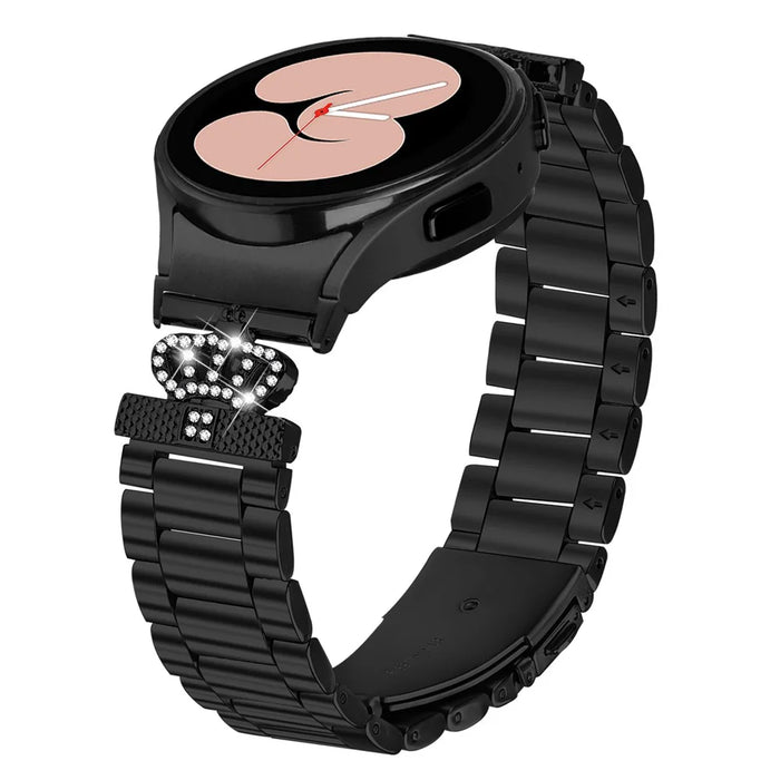 Metal Strap with Quick Release Connector for Samsung Galaxy Watch 5 Pro / 5 / 5 Active / 4 / 4 Classic / 4 Active Crown Shape Watch Band - Black - 3