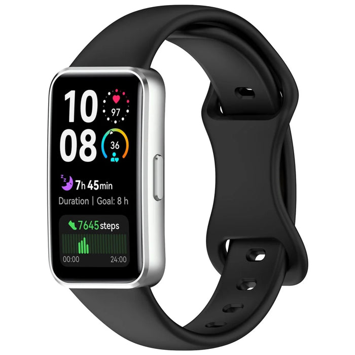 Silicone Watch Strap for Huawei Band 10 / 9 / 9 NFC / 8 / 8 NFC Butterfly Buckle Adjustable Replacement Band - Black - 2