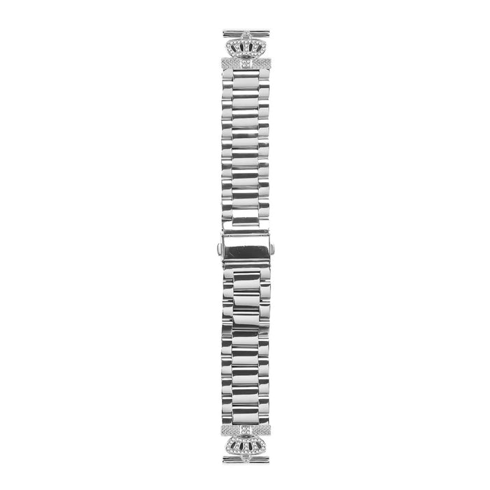 For Samsung Galaxy Watch Active Stainless Steel Strap Crown Shape Rhinestone Decor Silver Watch Band - 2
