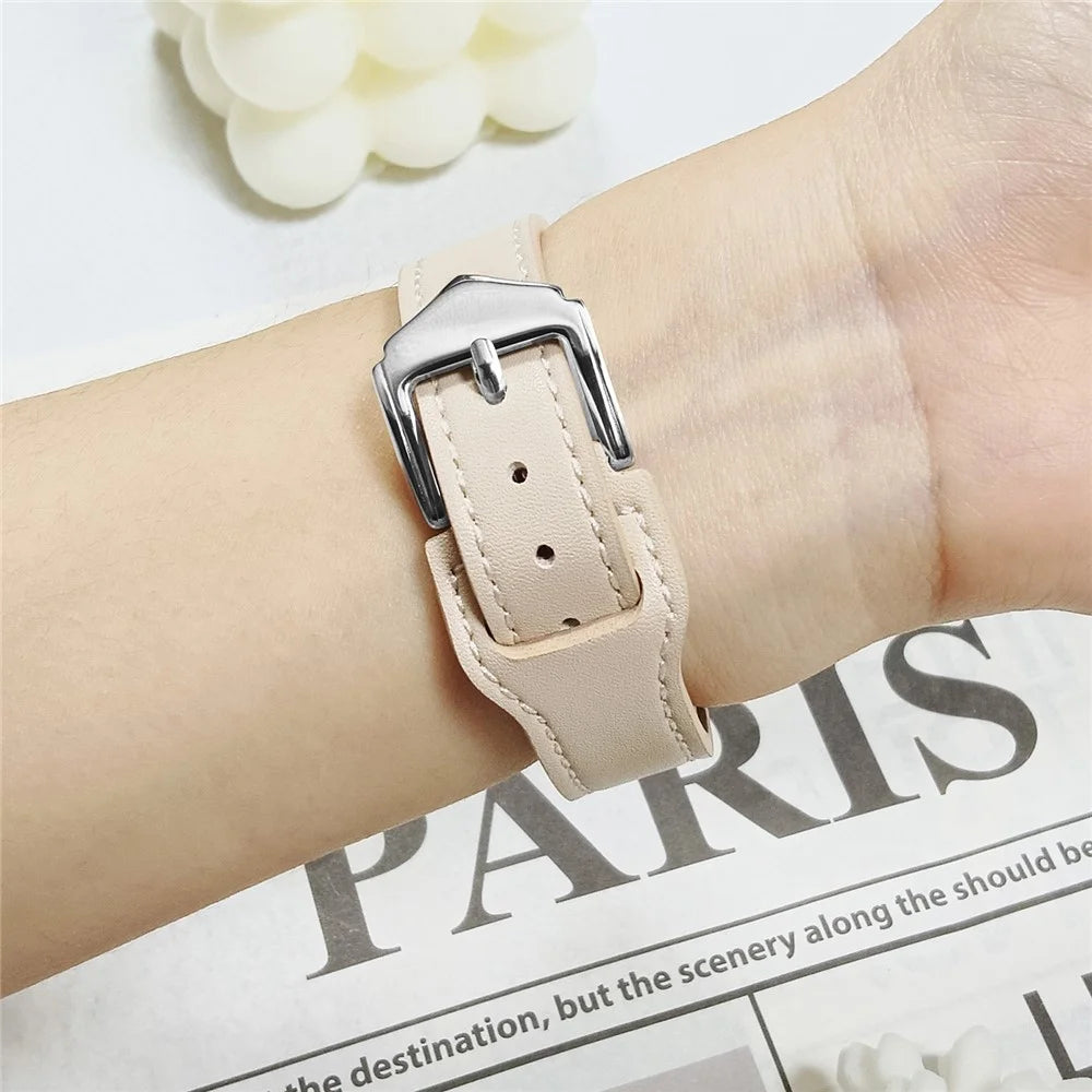 Watchband for Xiaomi Smart Band 9 NFC / 9 / 8 NFC / 8 Microfiber Leather Watch Strap with Silver Buckle - Apricot - 5