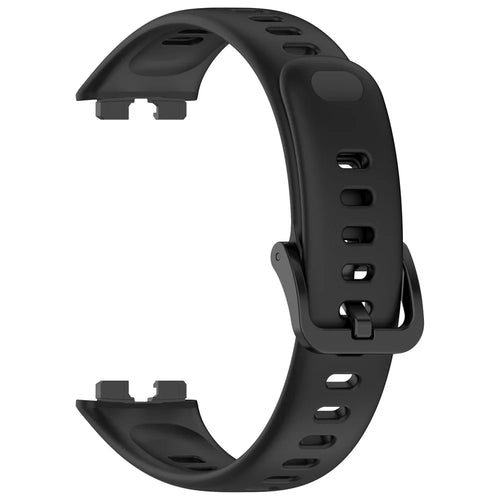 For Huawei Band 10 Replacement Watch Strap Soft Silicone Glossy Wristband - Black - 1