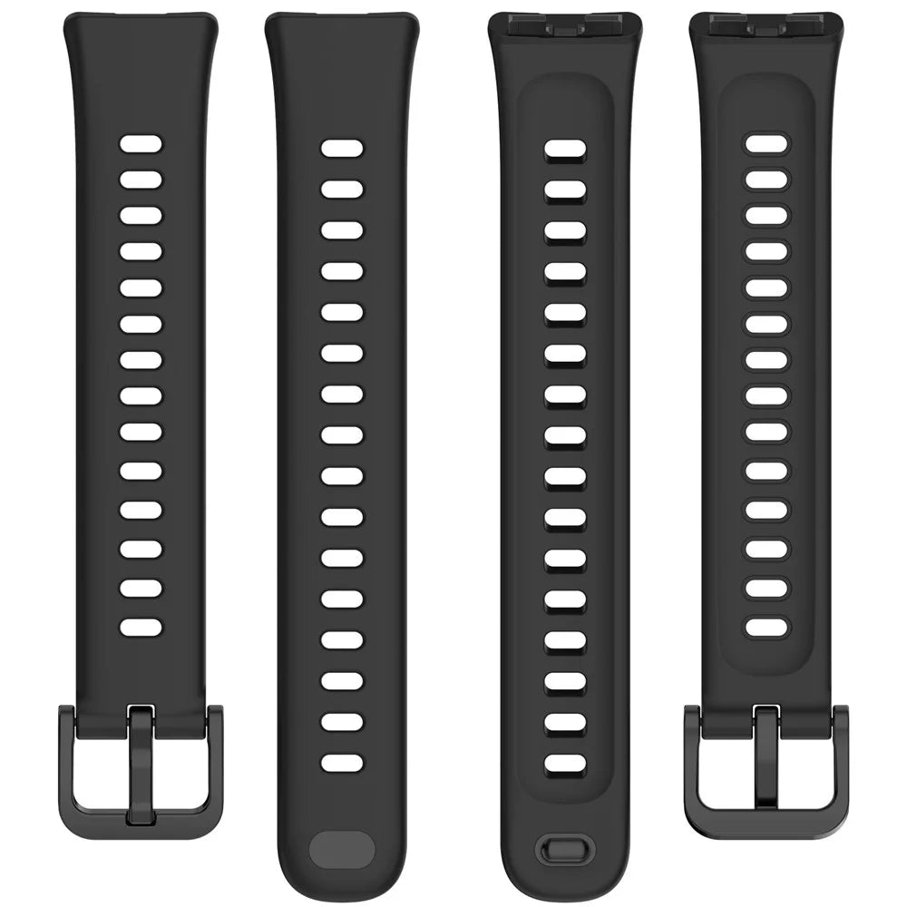 For Huawei Band 10 Replacement Watch Strap Soft Silicone Glossy Wristband - Black - 3