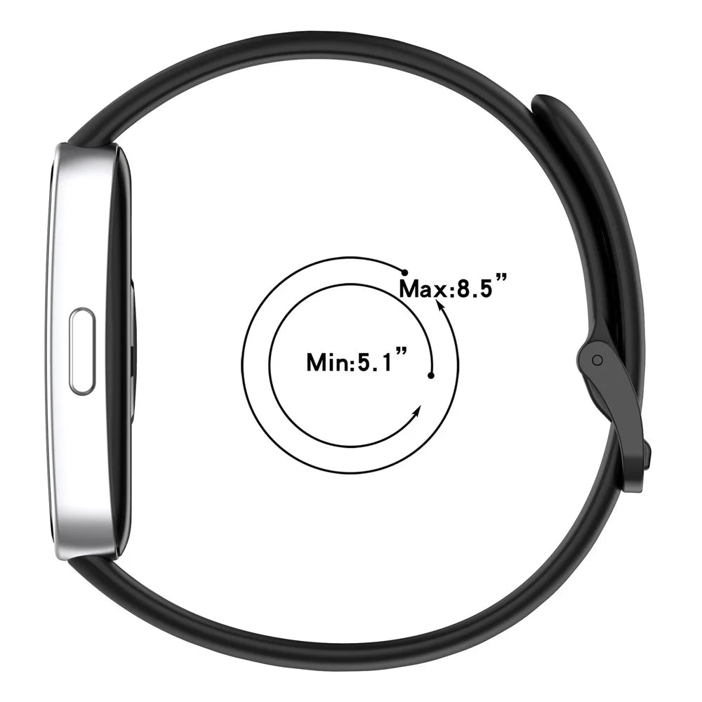 For Huawei Band 10 Replacement Watch Strap Soft Silicone Glossy Wristband - Black - 4