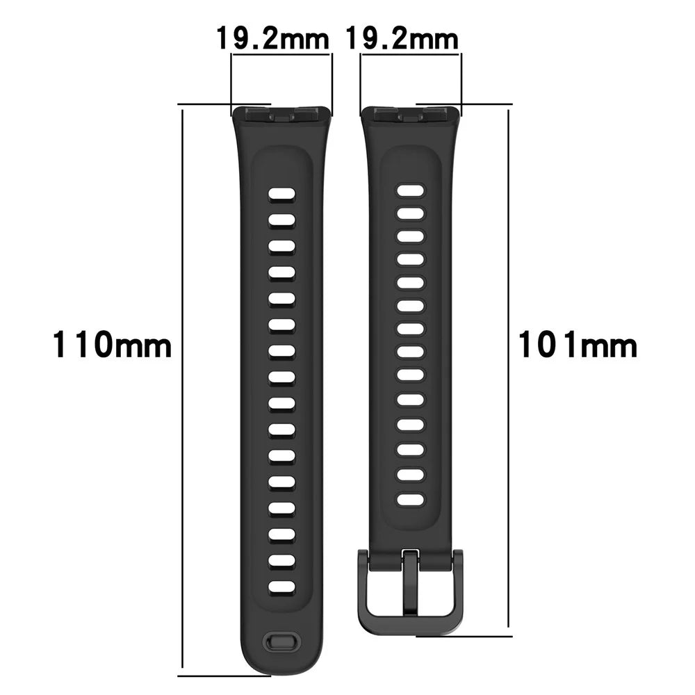 For Huawei Band 10 Replacement Watch Strap Soft Silicone Glossy Wristband - Black - 5