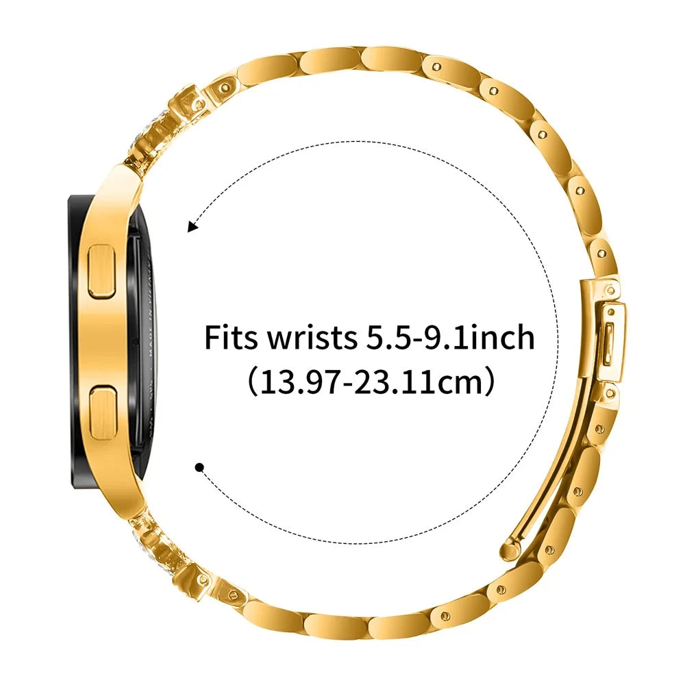 For Huawei Watch GT 2 42mm Stainless Steel Strap Crown Shape Rhinestone Decor Watch Band - Gold - 4