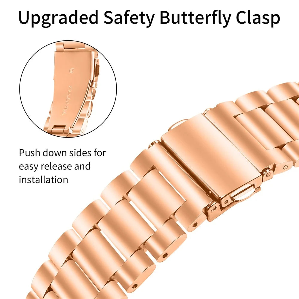 For Honor MagicWatch 2 42mm Stainless Steel Strap Crown Shape Rhinestone Decor Watch Band - Rose Gold - 2