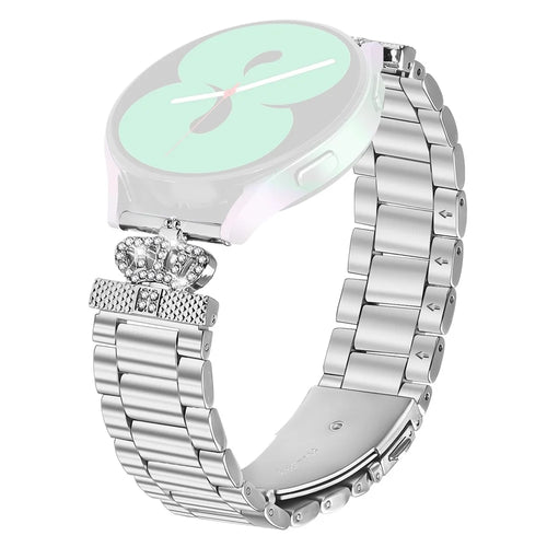 For Huami Amazfit GTS 2e Stainless Steel Strap Crown Shape Rhinestone Decor Silver Watch Band - 1