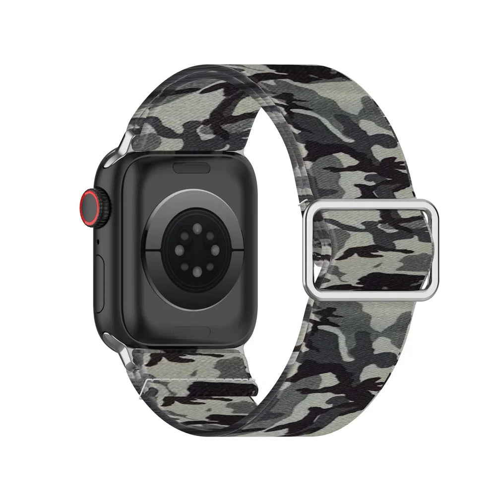 Colorful Pattern Printed Soft Silicone Watch Strap for Apple Watch Ultra 3 2 1 49mm / Series 11 10 46mm / 9 8 7 45mm / SE3 SE2 SE 6 5 4 44mm / 3 2 1 42mm - Camouflage Grey - 1