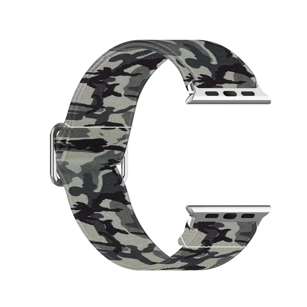 Colorful Pattern Printed Soft Silicone Watch Strap for Apple Watch Ultra 3 2 1 49mm / Series 11 10 46mm / 9 8 7 45mm / SE3 SE2 SE 6 5 4 44mm / 3 2 1 42mm - Camouflage Grey - 2