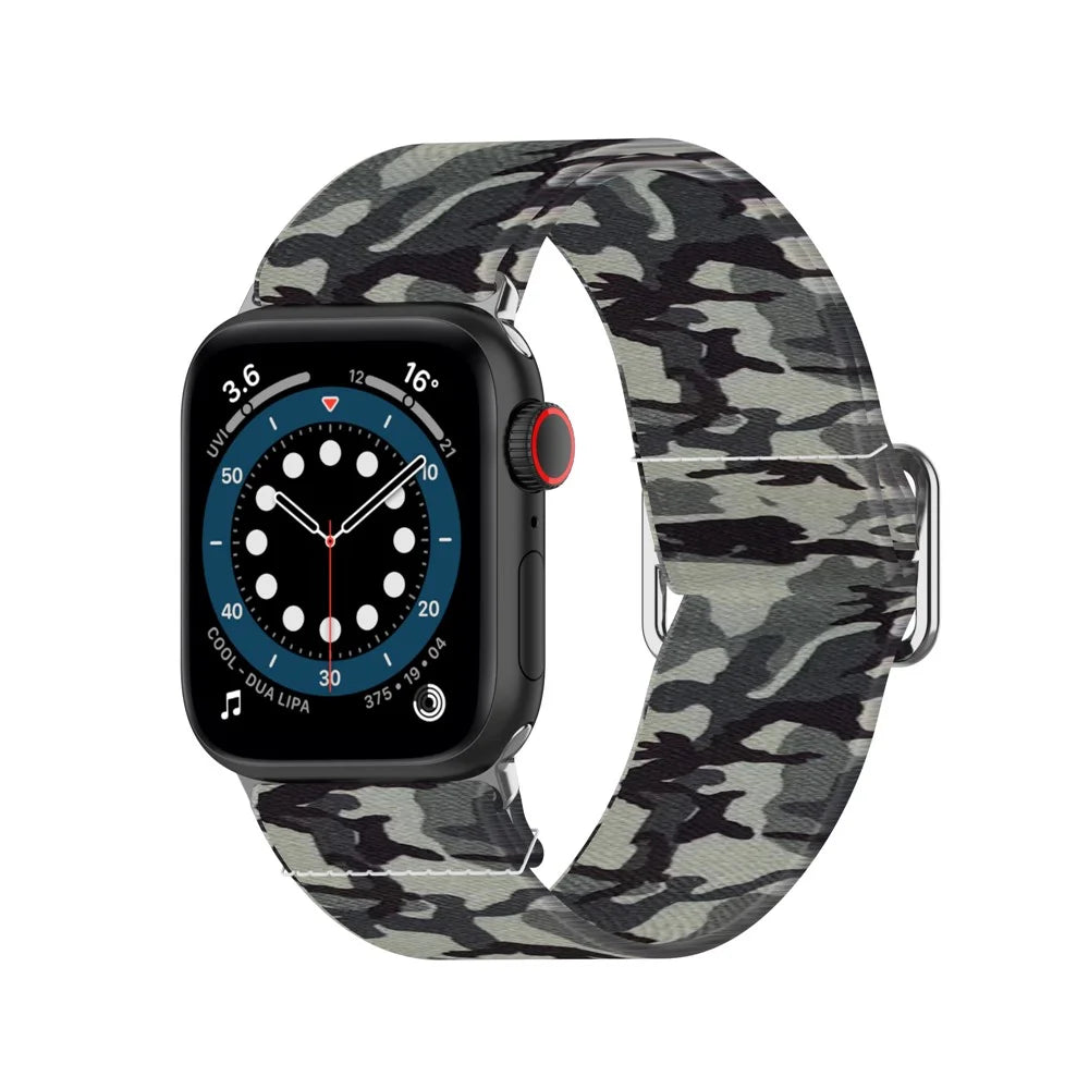 Colorful Pattern Printed Soft Silicone Watch Strap for Apple Watch Ultra 3 2 1 49mm / Series 11 10 46mm / 9 8 7 45mm / SE3 SE2 SE 6 5 4 44mm / 3 2 1 42mm - Camouflage Grey - 3