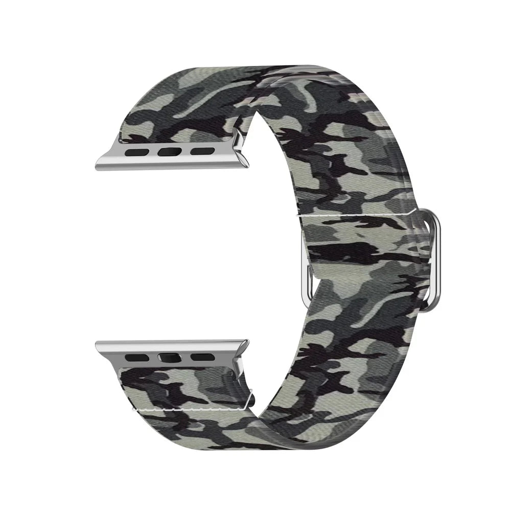 Colorful Pattern Printed Soft Silicone Watch Strap for Apple Watch Ultra 3 2 1 49mm / Series 11 10 46mm / 9 8 7 45mm / SE3 SE2 SE 6 5 4 44mm / 3 2 1 42mm - Camouflage Grey - 4