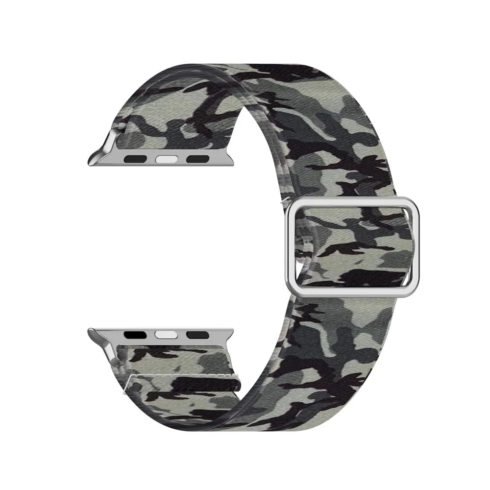 Colorful Pattern Printed Soft Silicone Watch Strap for Apple Watch Ultra 3 2 1 49mm / Series 11 10 46mm / 9 8 7 45mm / SE3 SE2 SE 6 5 4 44mm / 3 2 1 42mm - Camouflage Grey - 5