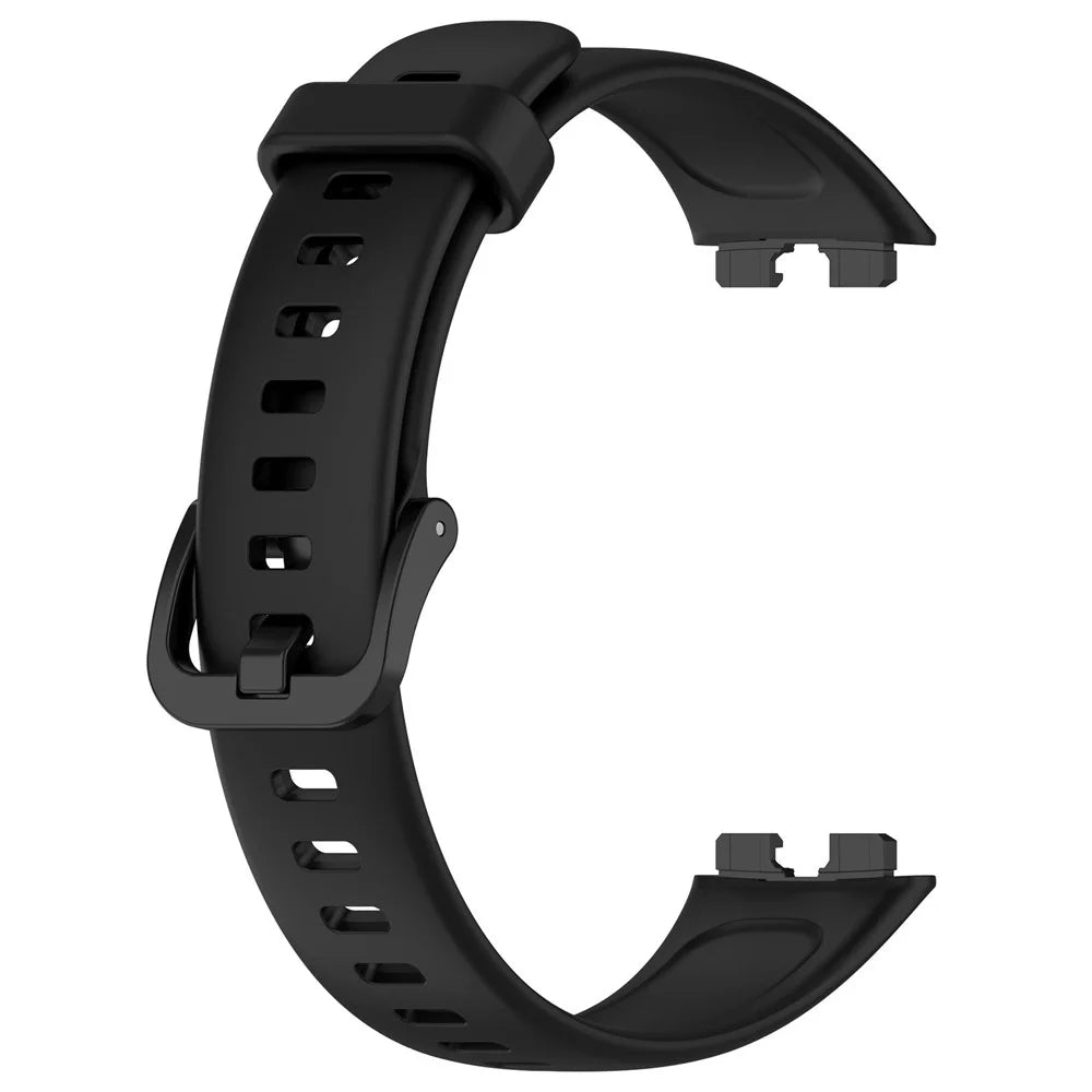 Silicone Watch Strap for Huawei Band 10 NFC / 10 / 9 NFC / 9 / 8 NFC / 8 Glossy Replacement Band - Black - 2
