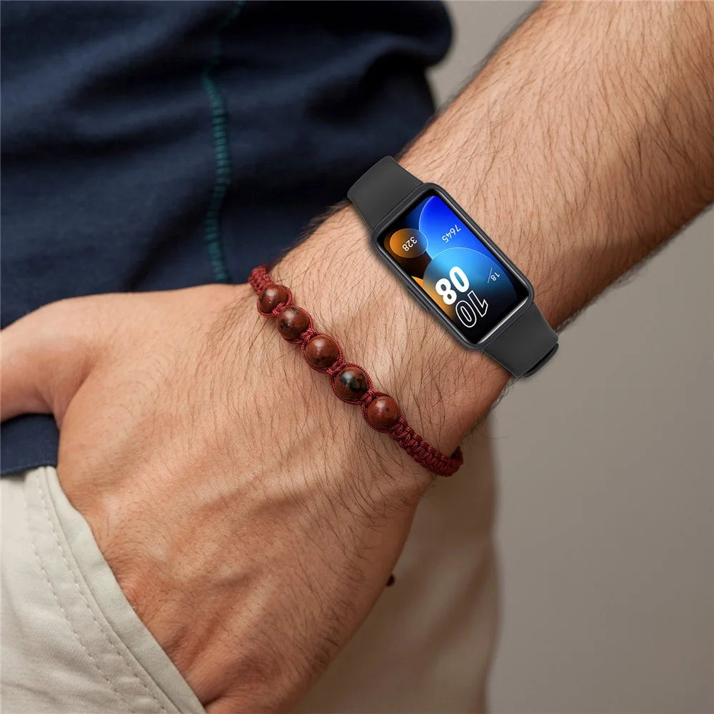 Silicone Watch Strap for Huawei Band 10 NFC / 10 / 9 NFC / 9 / 8 NFC / 8 Glossy Replacement Band - Black - 4