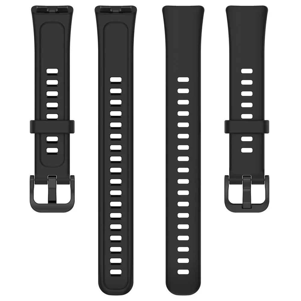 Silicone Watch Strap for Huawei Band 10 NFC / 10 / 9 NFC / 9 / 8 NFC / 8 Glossy Replacement Band - Black - 5