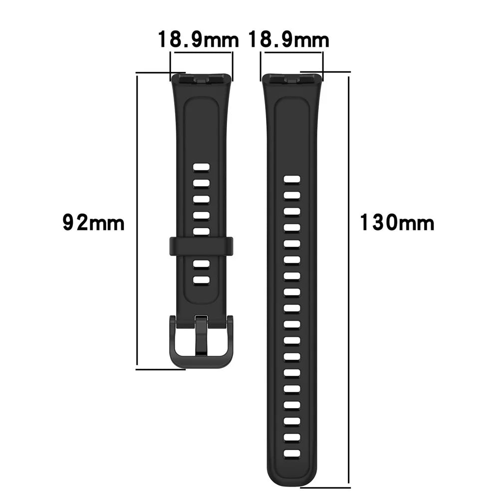 Silicone Watch Strap for Huawei Band 10 NFC / 10 / 9 NFC / 9 / 8 NFC / 8 Glossy Replacement Band - Black - 6