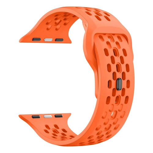 Watch Band for Apple Watch Ultra 3 2 1 49mm / Series 11 10 46mm / 9 8 7 45mm / SE3 SE2 SE 6 5 4 44mm / 3 2 1 42mm Holes Design Silicone Wrist Strap - Orange - 1