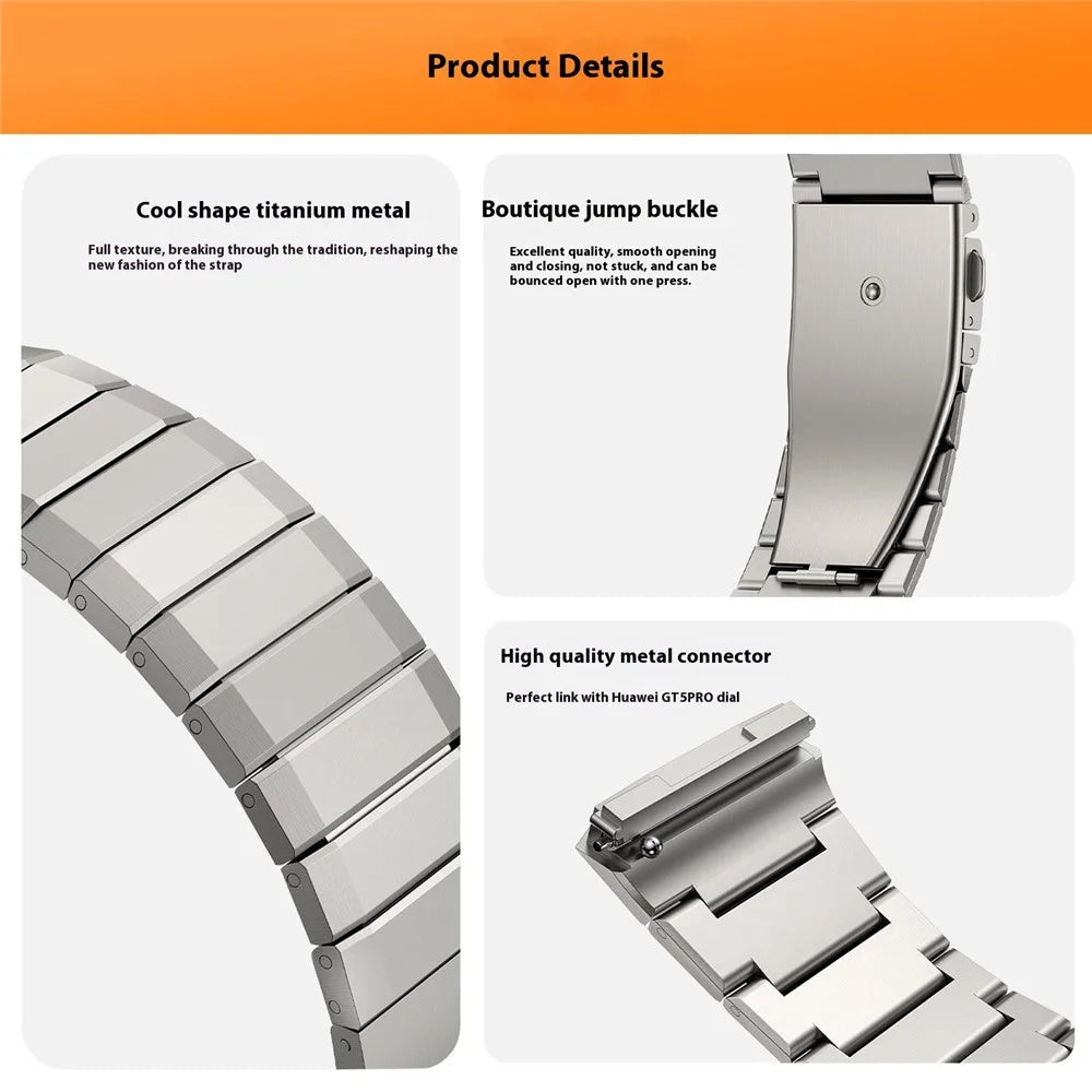 For Huawei Watch GT5 Pro 46mm Titanium Alloy Watch Band Bamboo Segment Wrist Strap - Titanium - 5