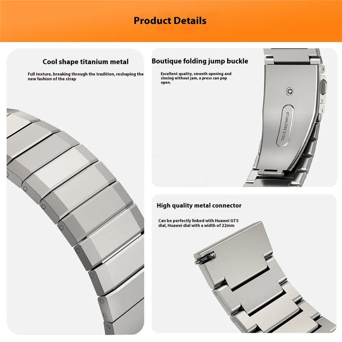 22mm Universal Titanium Alloy Watch Band Bamboo Segment Wrist Strap - Starlight - 4